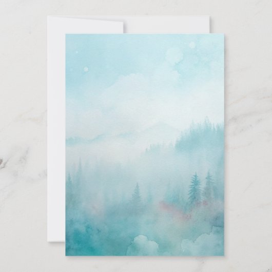 Dusty Blue Floral Boy Baptism Religious 招待状 (裏面)