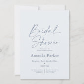 Dusty Blue Floral Bridal Shower 招待状 (正面)