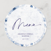 Dusty Blue Floral Bridal Shower Menu メニュー (正面)