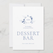 Dusty Blue Floral Dessert Bar Sign 招待状 (正面)