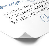 Dusty Blue Floral Elegant Modern Mimosa Bar Sign ポスター (角)