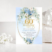 Dusty Blue Floral Eucalyptus 60th Birthday Invites 招待状