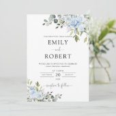 Dusty Blue Floral Eucalyptus Wedding Invitation 招待状 (スタンド正面)