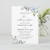 Dusty Blue Floral Eucalyptus Wedding Invitation 招待状 (スタンド正面)