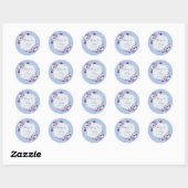 Dusty Blue Floral Garden Lush Frame Violet Lilac ラウンドシール (シート)