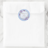 Dusty Blue Floral Garden Lush Frame Violet Lilac ラウンドシール (バッグ)