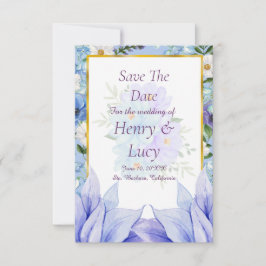 Dusty Blue Floral Garden Save the Date セーブザデート