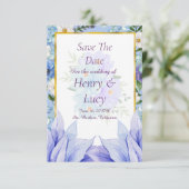 Dusty Blue Floral Garden Save the Date セーブザデート (スタンド正面)