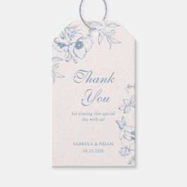 Dusty Blue Floral Garden Wedding Thank You ギフトタグ
