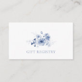 Dusty Blue Floral Gift Registry Card エンクロージャーカード (正面)
