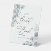 Dusty Blue Floral Guest Book Wedding Table 台座サイン (正面)