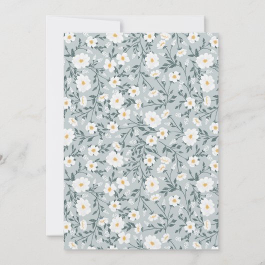 Dusty Blue Floral Modern Spring Bridal Shower 招待状 (裏面)