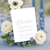Dusty Blue Floral Monogram Wedding Details Card  招待状