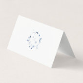 Dusty Blue Floral Monogram Wedding Place Card (裏面)