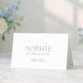 Dusty Blue Floral Monogram Wedding Place Card