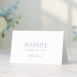 Dusty Blue Floral Monogram Wedding Place Card