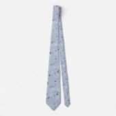 Dusty Blue Floral Pattern Wedding Tie ネクタイ (正面)