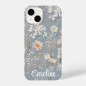 Dusty Blue Floral Personalized  iPhoneケース (裏面)