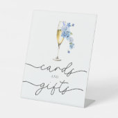 Dusty Blue Floral Petals & Prosecco Cards & Gifts 台座サイン (正面)