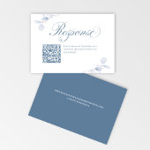 Dusty Blue Floral QR Code Wedding RSVP