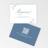 Dusty Blue Floral QR Wedding Response Card 出欠カード