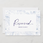 Dusty Blue Floral Reserved Seating Card  招待状 (正面)