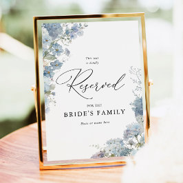 Dusty Blue Floral Reserved Sign 5x7 Wedding Decor ポスター
