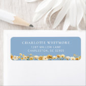 Dusty Blue Floral Return Address Label ラベル (インサイチュ)