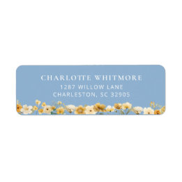 Dusty Blue Floral Return Address Label ラベル