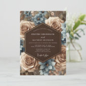 Dusty Blue Floral Romantic Wedding 招待状 (スタンド正面)