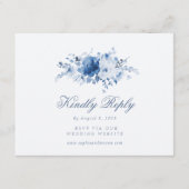 Dusty Blue Floral RSVP Card (正面)