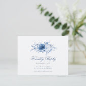 Dusty Blue Floral RSVP Card (スタンド正面)