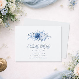 Dusty Blue Floral RSVP Card