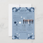 Dusty Blue Floral RSVP with Menu and Dress Code (正面)