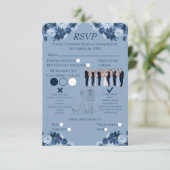 Dusty Blue Floral RSVP with Menu and Dress Code (スタンド正面)