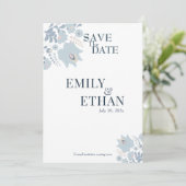 Dusty Blue Floral Save the Date セーブザデート (スタンド正面)