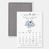Dusty Blue Floral Save the Date Magnet マグネット (正面/裏面)