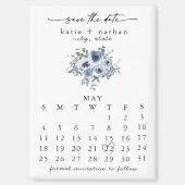 Dusty Blue Floral Save the Date Magnet マグネット (正面)