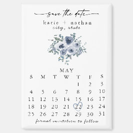 Dusty Blue Floral Save the Date Magnet マグネット