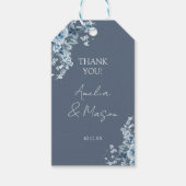Dusty Blue Floral Script Wedding ギフトタグ (正面)