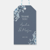 Dusty Blue Floral Script Wedding ギフトタグ (裏面)