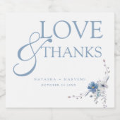 Dusty Blue Floral Spring Bloom Wedding Thank You スパークリングワインラベル (シングルラベル)