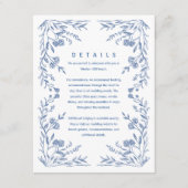 Dusty Blue Floral Vintage Wedding エンクロージャーカード (正面)