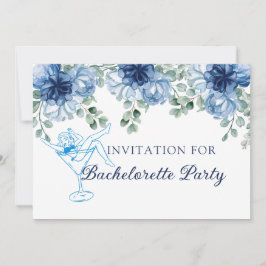 Dusty Blue Floral Watercolor Bachelorette Party 招待状