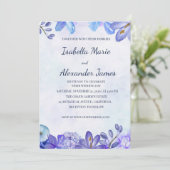 Dusty Blue Floral Watercolor Frame Wedding Invitat 招待状 (スタンド正面)