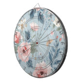 Dusty Blue Floral Watercolor Garden Pink Blooms ダーツボード (正面右)