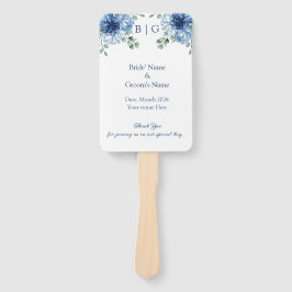 Dusty Blue Floral Watercolor Wedding ハンドファン