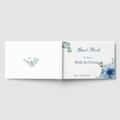 Dusty Blue Floral Watercolor White Wedding ゲストブック (全面)