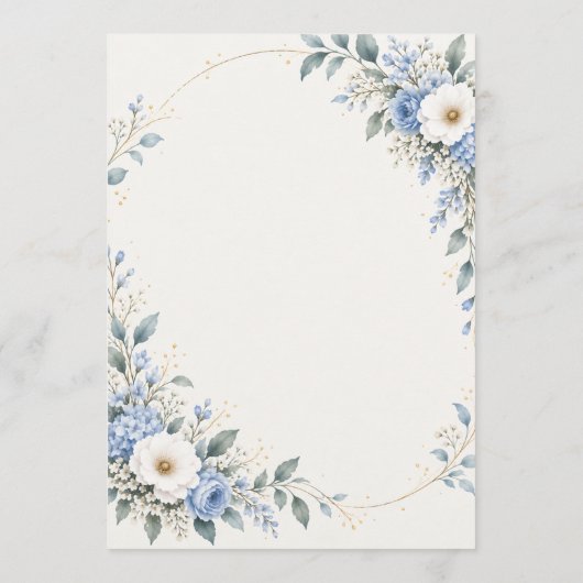 Dusty Blue Floral Wedding Ceremony Program カード (裏面)