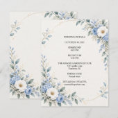 Dusty Blue Floral Wedding Details Card ノートカード (正面/裏面)